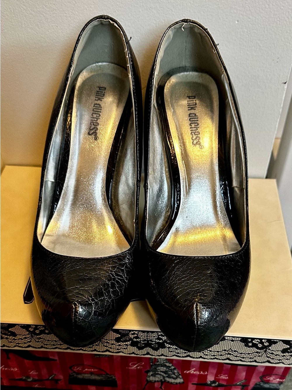 Joyce Leslie Black Patent Vintage Pumps